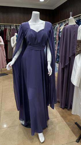 فستان شيفون موف فاتح ناعم