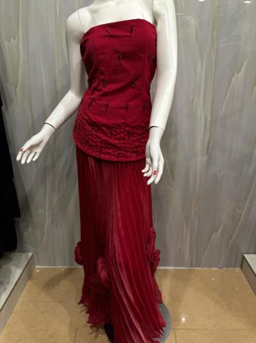 فستان توب احمر بورود