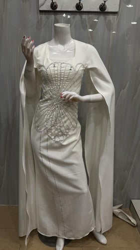 فستان سهره ابيض مرصع بكريستال