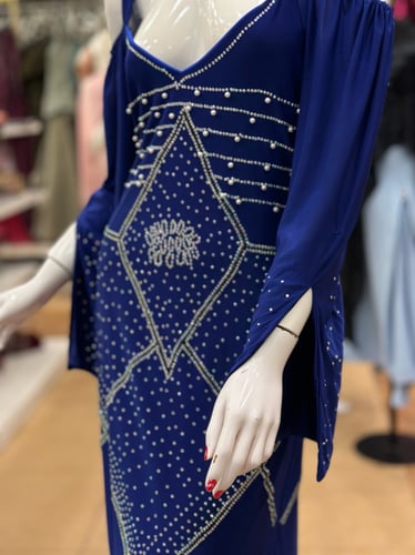 فستان نيلي كرستال بلولو