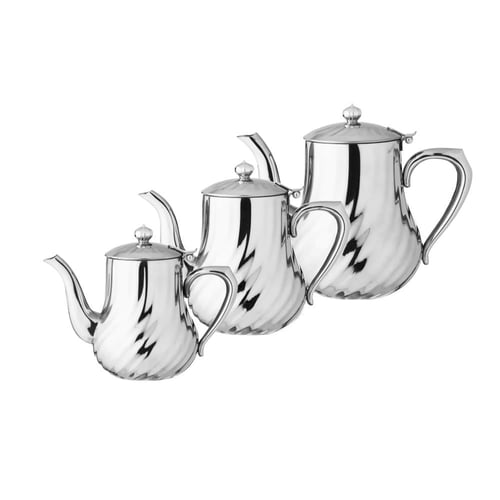 طقم براريد شاي استيل فضي 3 قطعة