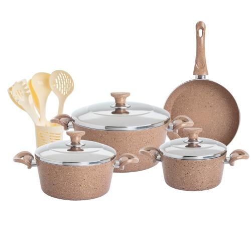 طقم قدور جرانيت تركي 13 قطعة لون بني