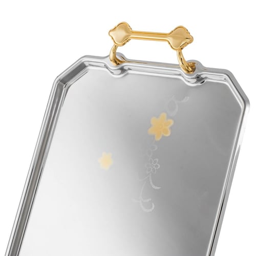 طقم صواني مستطيل نقش زهور 3 قطع نيكل نقش ذهبي