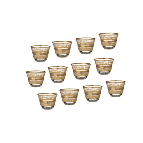 طقم كريستال تركي 76 قطعة مزخرف ذهبي