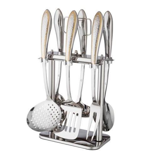 طقم ملاعق غرف استيل ذهبي مثلج 6 قطع