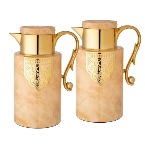 ترامس السيف الفخامة بيج ماربل وذهبي 2 قطعة