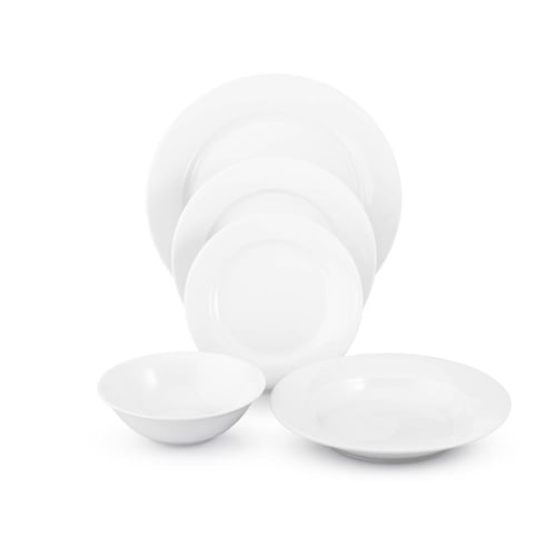 طقم سفرة بورسلان ابيض سادة 30 قطعة