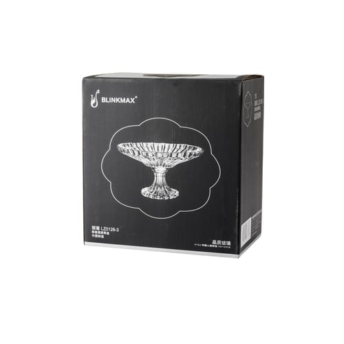 صحن تقديم الفواكه والحلويات زجاج مخطط بقاعدة