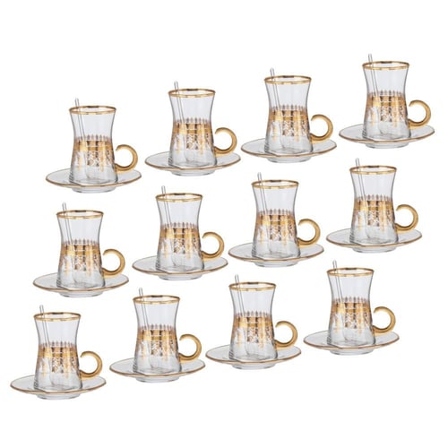 طقم كريستال 76 قطعة ذهبي تركي