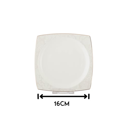 طقم صحون للحلى والفواكه 6 قطع بورسلان مربع مزخرف