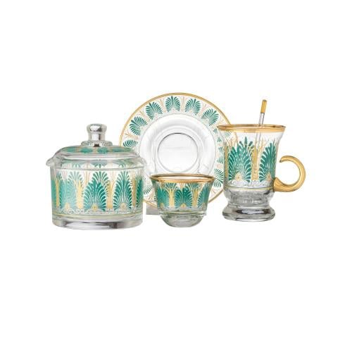 طقم شاي وقهوة 25 قطعة زجاج تركي