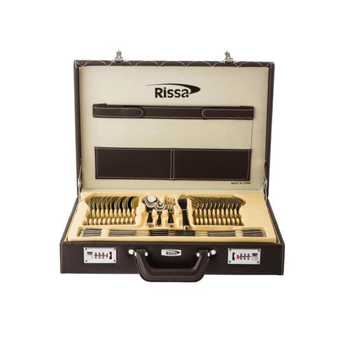 شنطة ملاعق RISSA استيل فضي سادة 72 قطعة 12 شخص