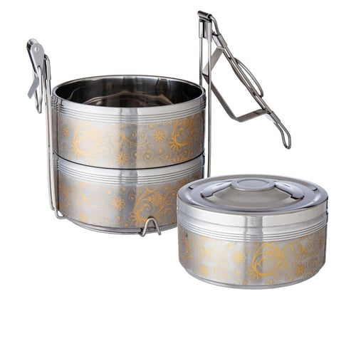 حافظة طعام من الستانلس استيل 3 طبقات