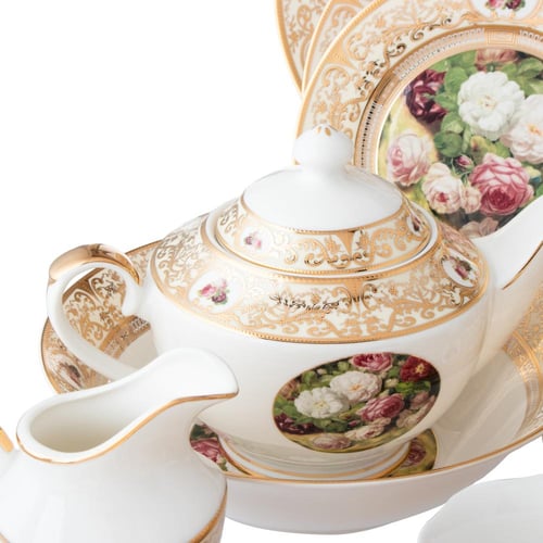 طقم سفرة بورسلان فاخر 107 قطعة