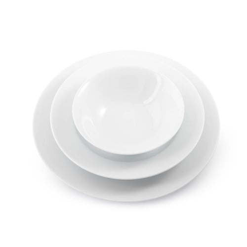 طقم سفرة بورسلان ابيض سادة ناصع 24 قطعة