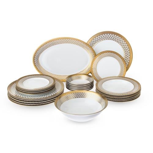 طقم سفرة 26 قطعة بورسلان ذهبي