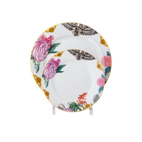 طقم سفرة بورسلان بنقشات ورود تركوازي 28 قطعة 6 اشخ...