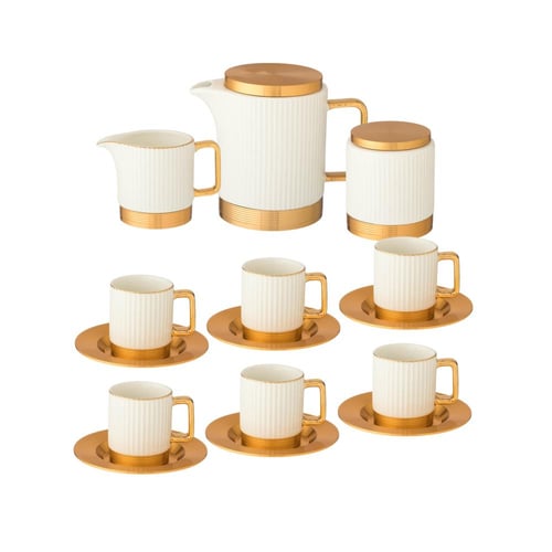 طقم فناجين قهوة فاخر من البورسلان مع براد وصينية 1...