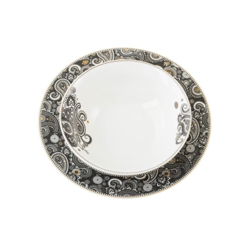 طقم سفرة بورسلان فاخر 40 قطعة مزخرف اسود 6 اشخاص