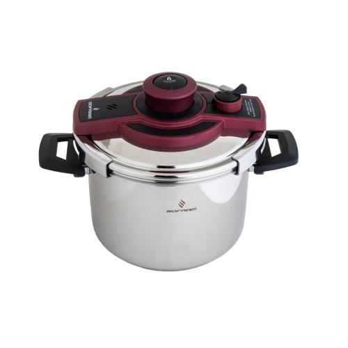 قدر ضغط ستيل سوفرام تركي 18/10 مقاس 6 لتر احمر