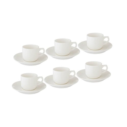 طقم فناجين قهوة تركي بورسلان ابيض سادة 6 اشخاص 100...