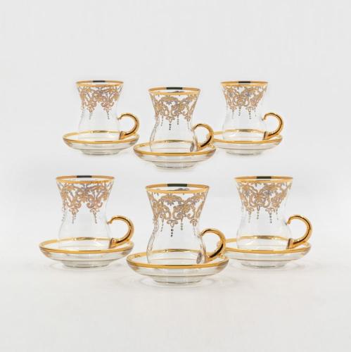 كاسات شاي كريستال تركي مجموعة الياسمين