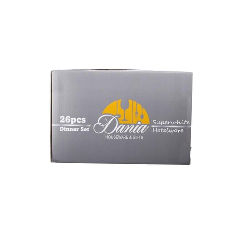 طقم سفرة بورسلان ابيض سادة ناصع 26 قطعة