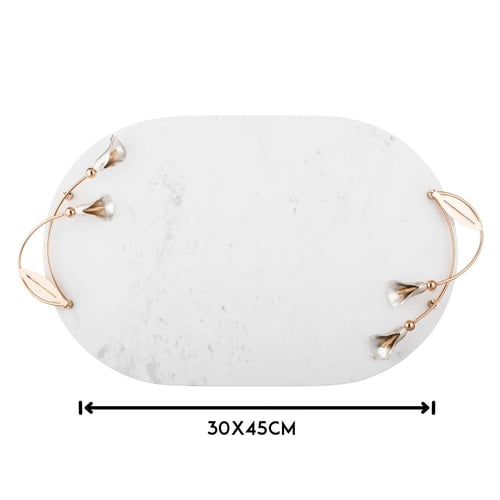 ستاند بيضاوي من الرخام للتسريحة والديكور 30 × 45 س...