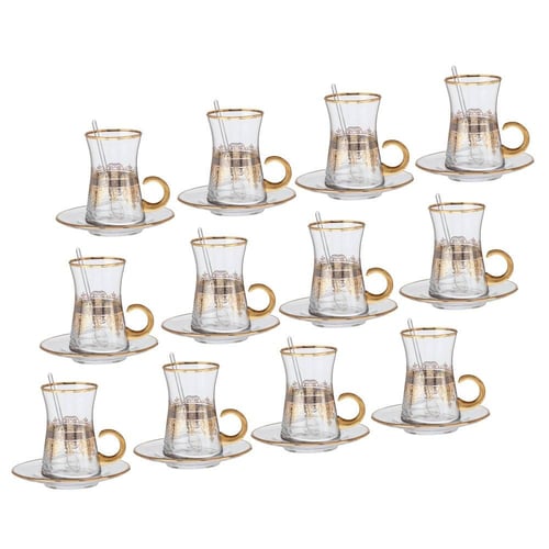 طقم كريستال 76 قطعة فضي ذهبي تركي