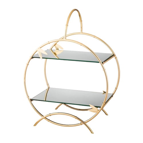 ستاند حلويات ذهبي 2 رف 34.5 × 45 سم