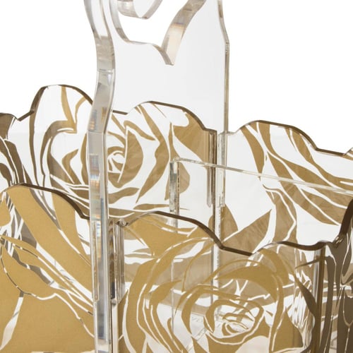 حامل ملاعق للمائدة اكريلك نقشات ذهبي 2 خانة