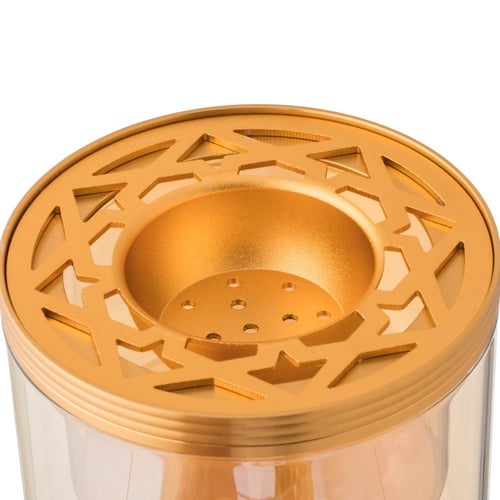 طقم مبخرة وعلبة للعود من الزجاج مع تبسي وملقط ذهبي