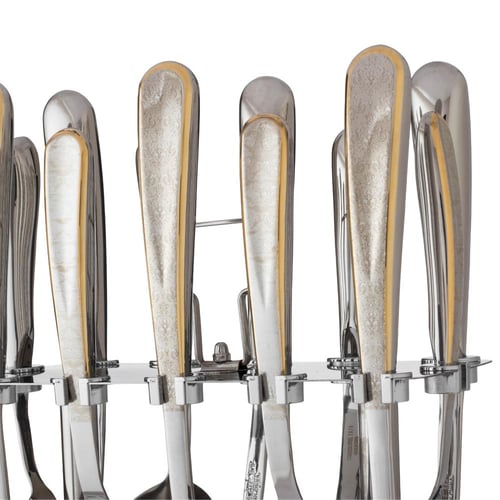 طقم ملاعق غرف استانلس استيل 12 قطعة نقش فضي ذهبي