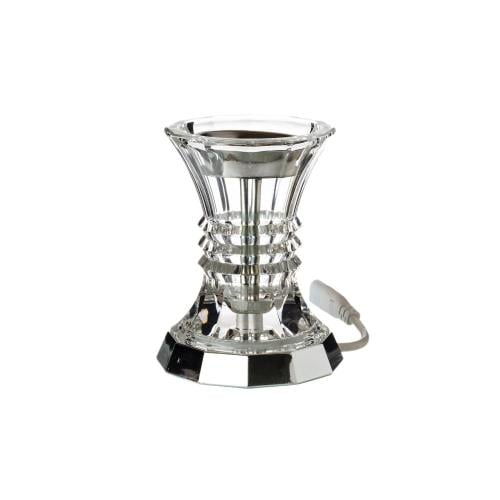 مبخرة كهربائية زجاج ياباني مخطط بقاعدة فضي