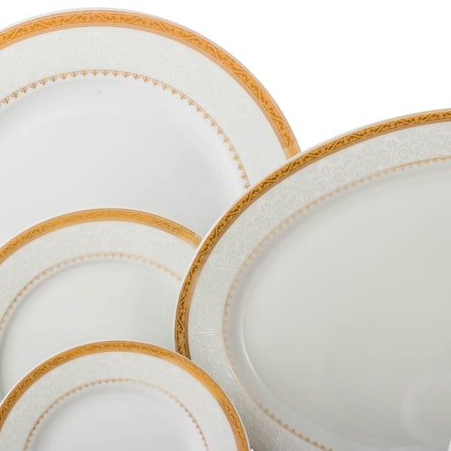 طقم سفرة بورسلان صيني بنقشات ناعمة 45 قطعة 6 اشخاص...