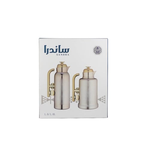 طقم ترامس ساندرا من شركة السيف فضي يد ذهبي 1 ليتر