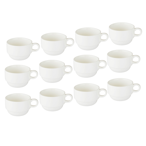 طقم اكواب كابتشينو بورسلان ابيض سادة 12 قطعة 100 م...