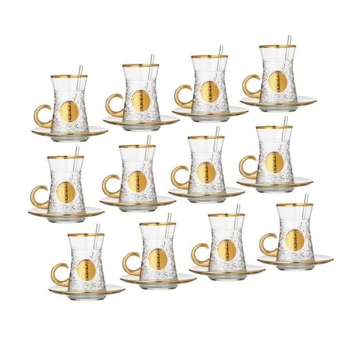 طقم كريستال تركي 76 قطعة مزخرف ذهبي