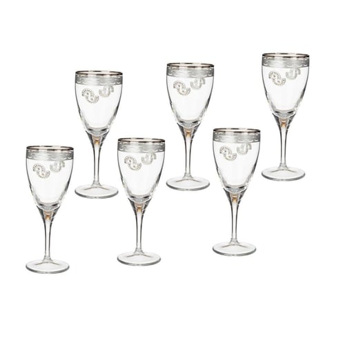 كاسات عصير فضي كريستال تركي 6 قطعة