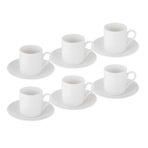 طقم فناجين قهوة بورسلان ابيض سادة 85 مل