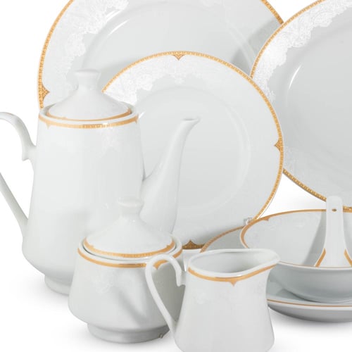 طقم سفرة بورسلان فاخر 49 قطعة 6 اشخاص