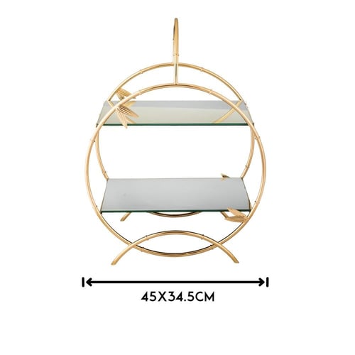 ستاند حلويات ذهبي 2 رف 34.5 × 45 سم