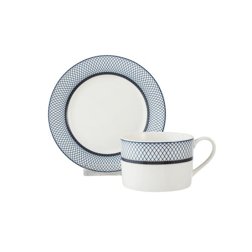 طقم سفرة بورسلان فاخر 40 قطعة مخطط ازرق 6 اشخاص