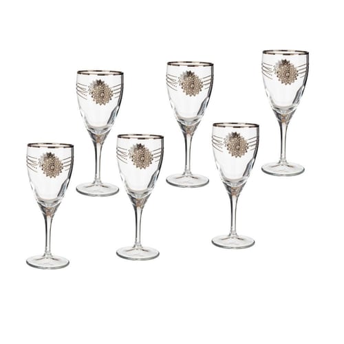 كاسات عصير فضي كريستال تركي 6 قطعة