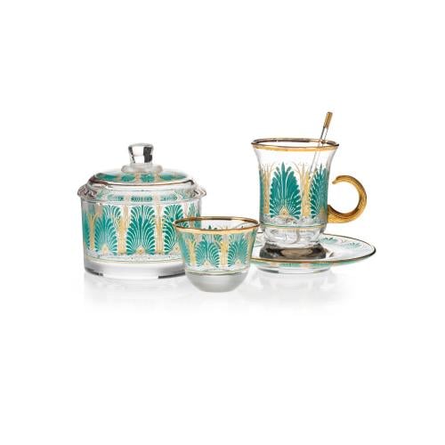 طقم شاي وقهوة 50 قطعة زجاج تركي