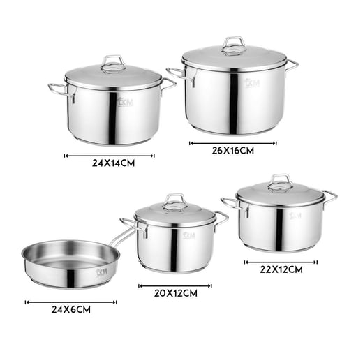 طقم قدور استانلس استيل فاخر 18/10 مكون من 9 قطع صن...