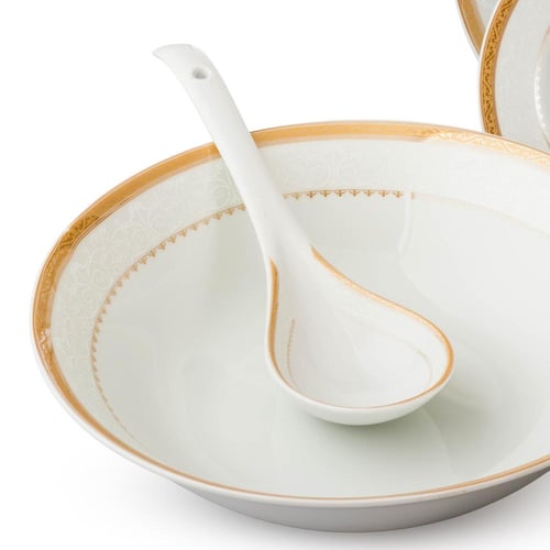 طقم سفرة بورسلان صيني بنقشات ناعمة 45 قطعة 6 اشخاص...