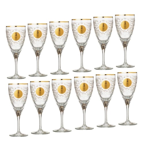 طقم كريستال تركي 76 قطعة مزخرف ذهبي