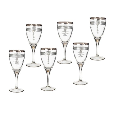 طقم كاسات عصير فضي كريستال تركي 6 قطعة