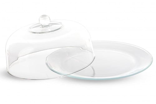 صحن كيك زجاج بغطاء متحرك